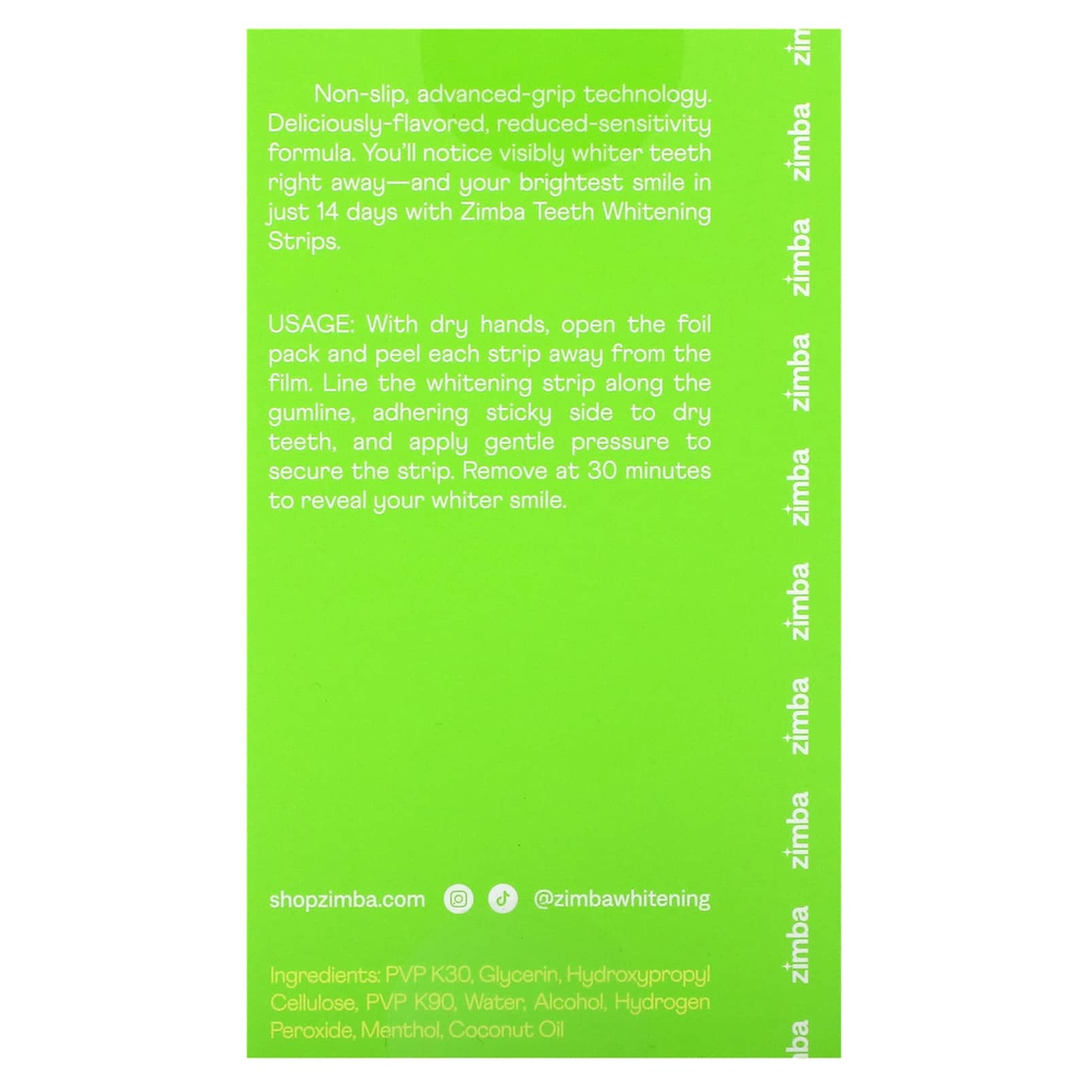 Zimba, полоски для отбеливания зубов, кокос, 14 шт.