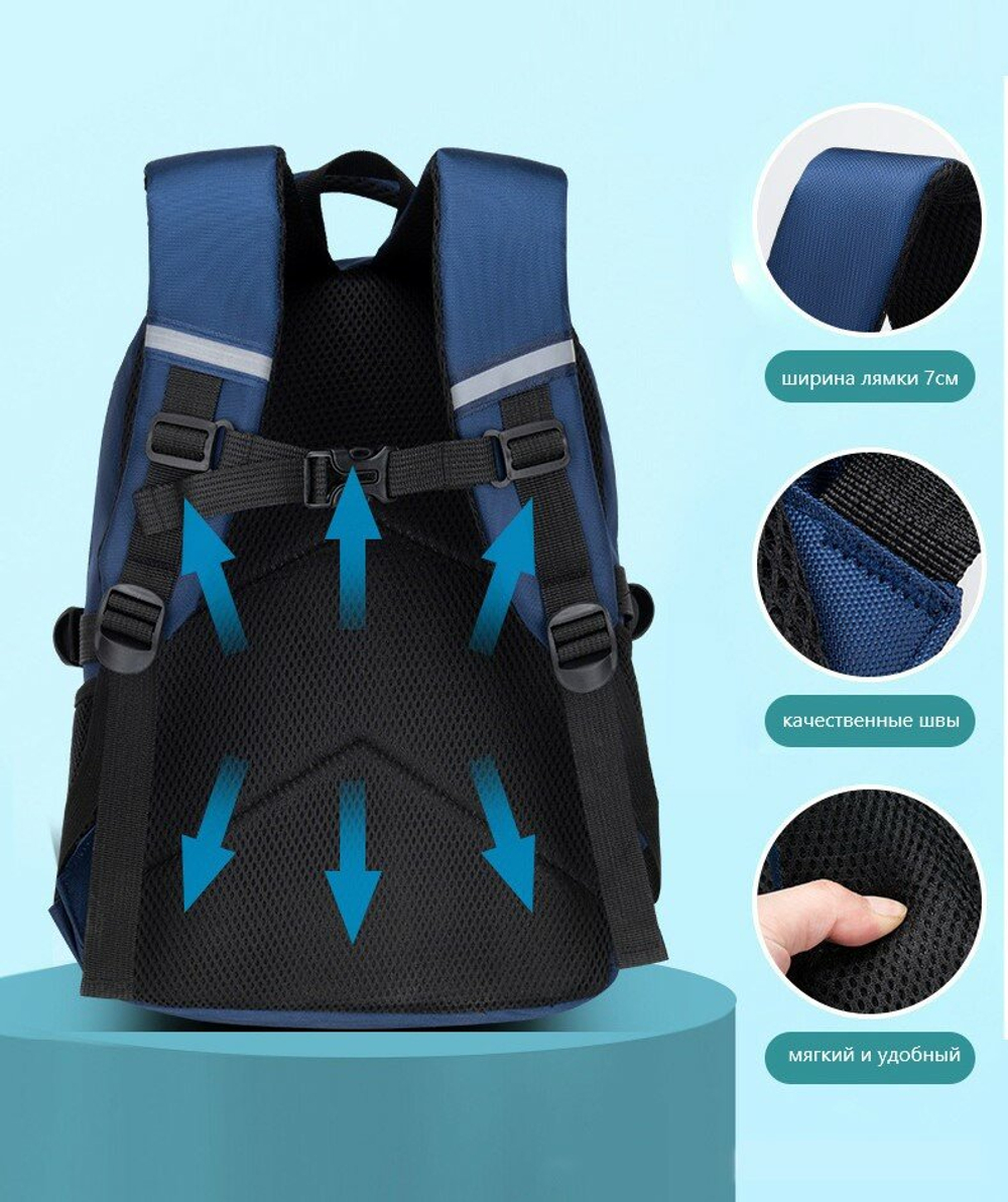 Школьный рюкзак для мальчика  космонавт, синий