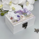 Шкатулка деревянная с зеркалом «МАРЦИПАН», утренняя сирень, 9.5*6.5*5см (в коробке)