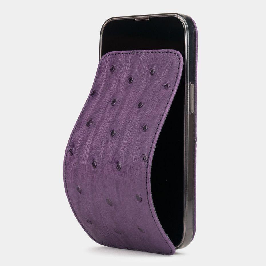 Чехол для iPhone 13 Pro из кожи страуса, фиолетового цвета