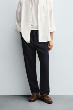 ZARA БРЮКИ-ДЖОГГЕРЫ КОМФОРТНОЙ ПОСАДКИ, МОРСКОЙ СИНИЙ