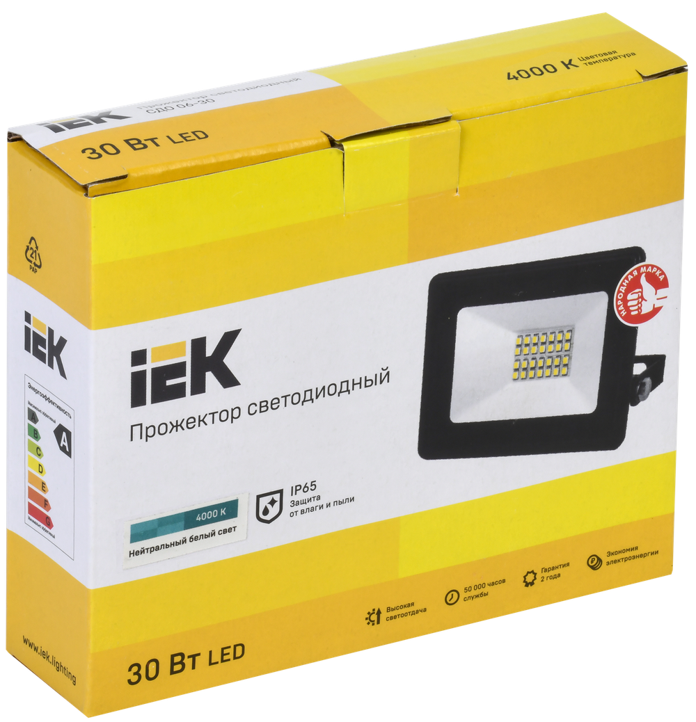 Прожектор СДО 06-30 светодиодный черный IP65 4000K IEK
