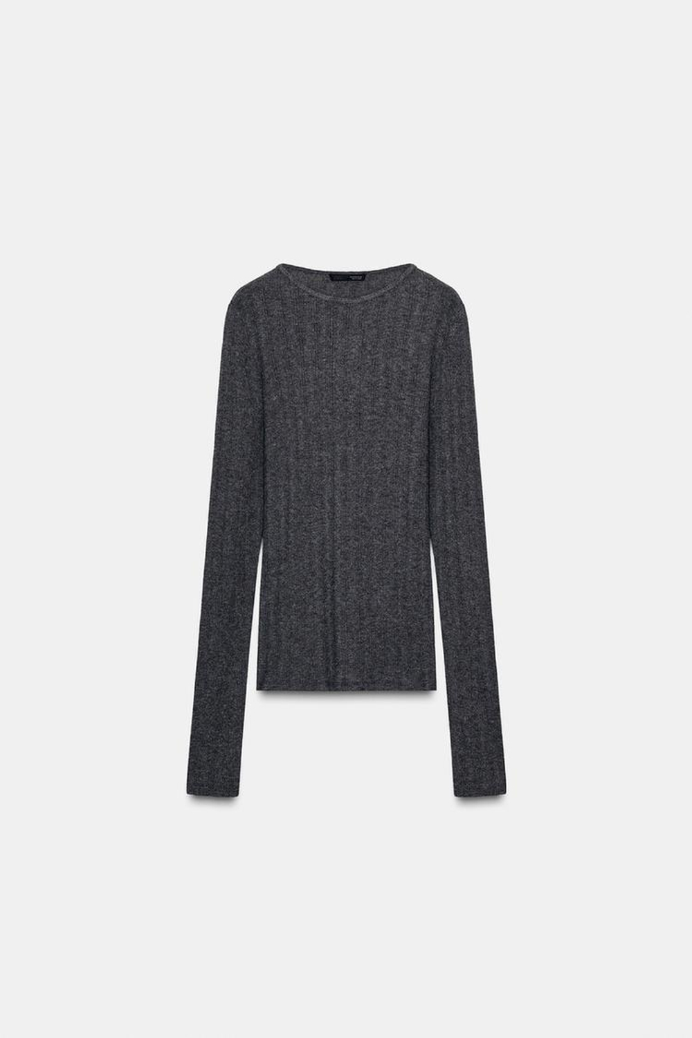 ZARA МЯГКАЯ ФУТБОЛКА В РУБЧИК, СЕРЫЙ МЕЛАНЖ