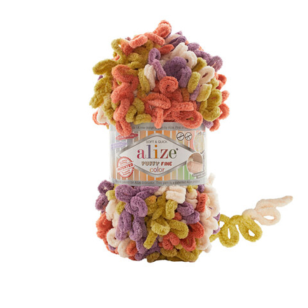 Пуффи файн колор (Puffy fine color) пряжа Alize 100%микрополиэстер 5х100г/14.5 м (6519)