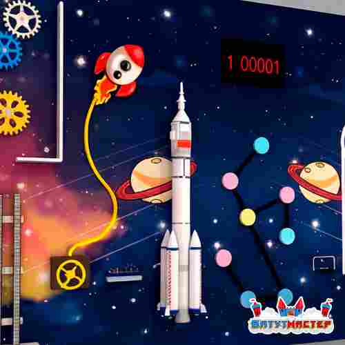 Интерактивная стена «Битва планет», с космическими модулями и счётчиком