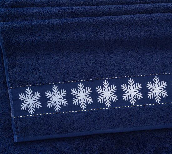 Полотенце махровое Снежинки синий 50x80 см