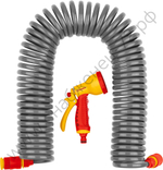 GRINDA спиральный шланг 3/8″ x 15 м, пистолет-распылитель, адаптеры, поливочный набор, PROLine (428495)