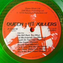 Винтажная виниловая пластинка LP Queen Live Killers (Japan 1979) (Obi) (Red and Green Vinyl)