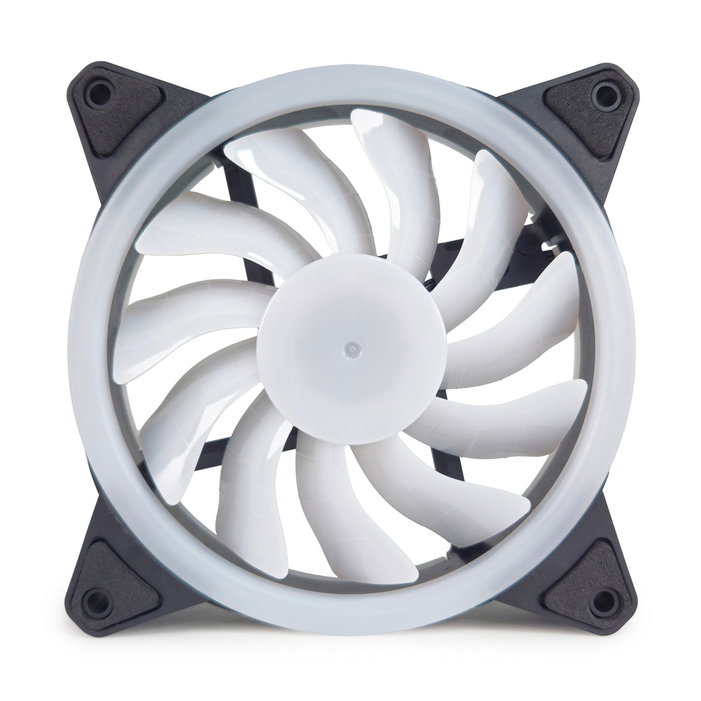 Вентилятор TESLA RGB120-DB SLAVE, 120мм, 1200rpm, PropConn, черный-белый/ARGB, 38CFM, 21дБ, антивибропрокладки, подключение только к master-вентилятору (TSL-120-DB-AS)