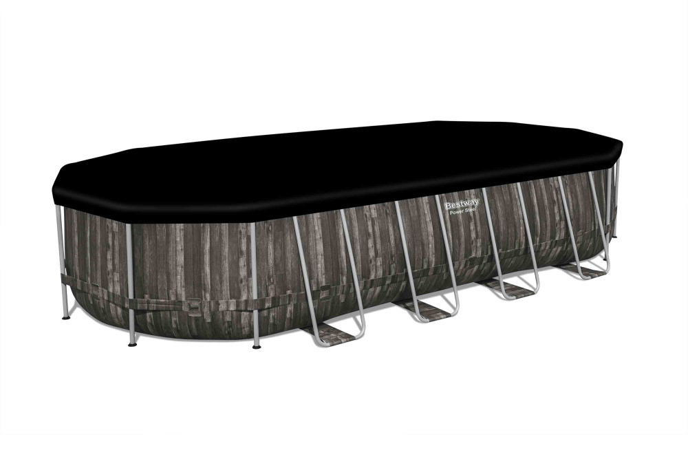 Каркасный овальный бассейн Bestway Power Steel 732х366х132 см + фильтр-насос 9463 л/ч, лестница, тент (561ES BW)