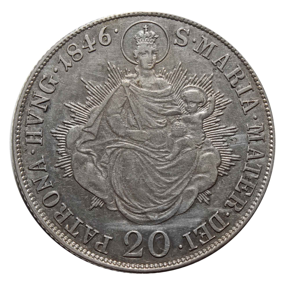 20 крейцеров. Фердинанд I- Святая Мария. В. Венгрия. 1846 год. Серебро. VF-XF