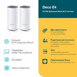 TP-Link Deco E4 (2-pack) Домашняя Mesh Wi-Fi система AC1200
