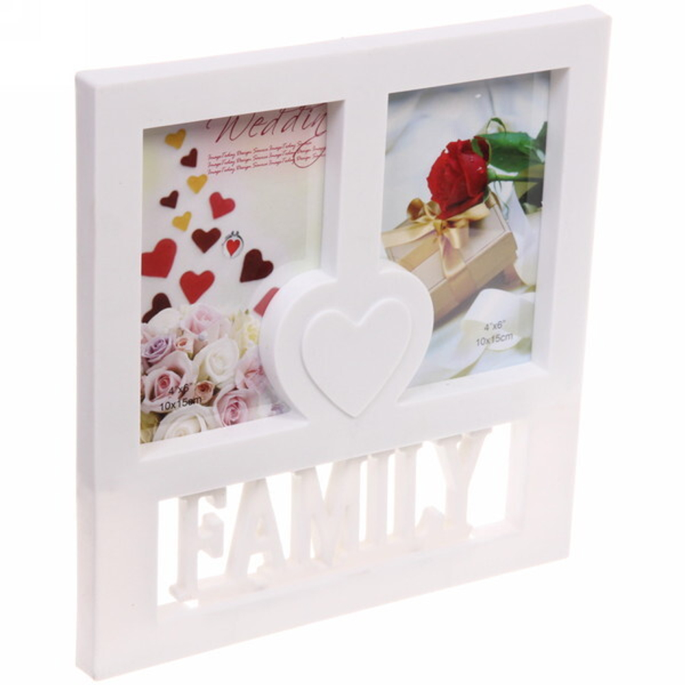 Фоторамка-коллаж 25*27см «Семья», цвет белый, на 2 фото, пластик