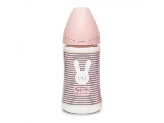 Бутылочка Suavinex Hugge Baby с круглой силиконовой соской, 3 позиции, 270 мл Зеленая