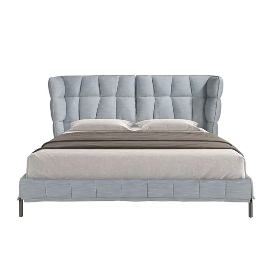 Кровать 7211 из ткани светло-голубовато-серого цвета