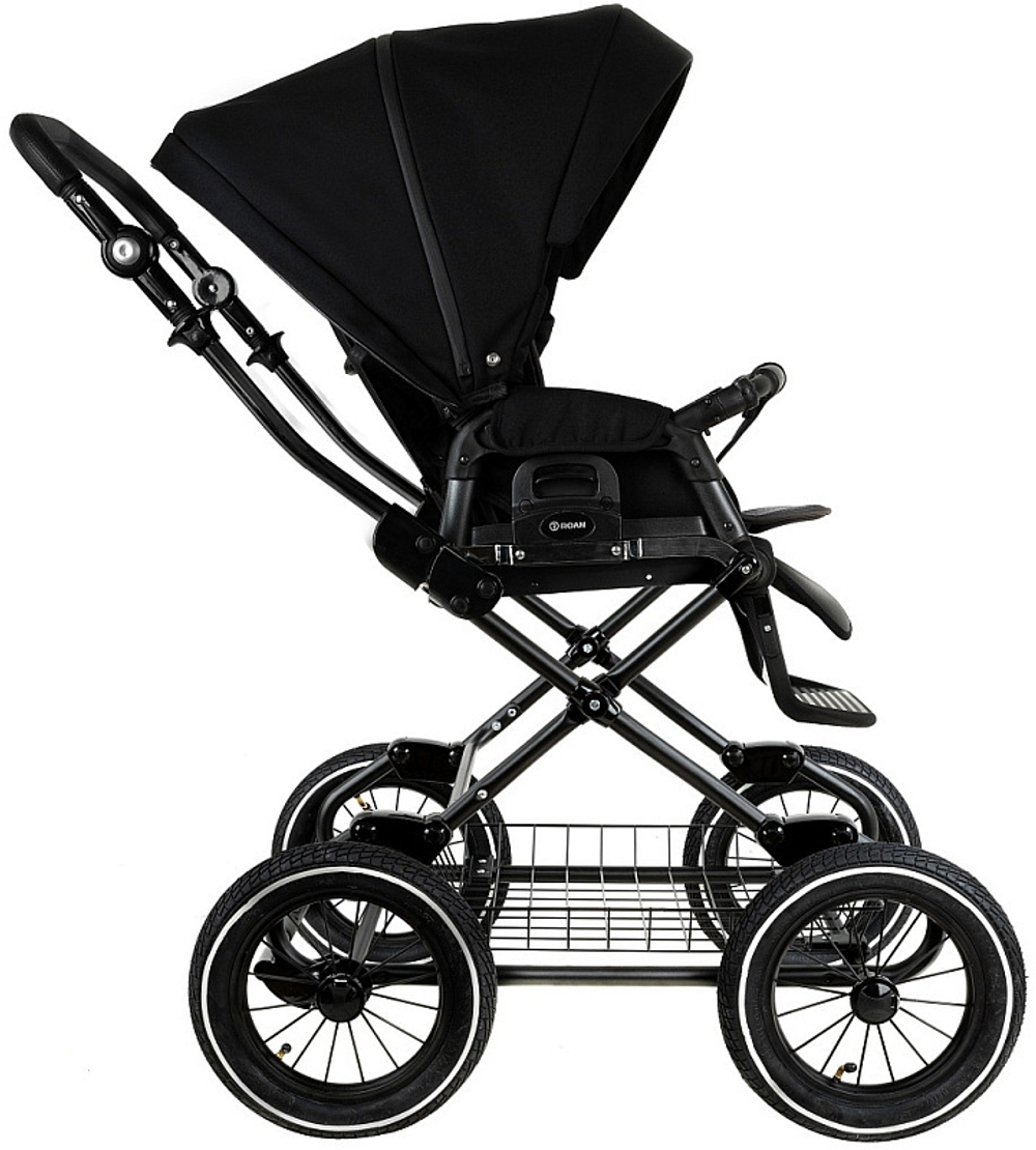 Детская коляска Roan Bass Next Classic d12 2.0 3 в 1 с автокреслом Tutis Elo Black BNC/85/2 Caviar/Black/руч.Cappuccino