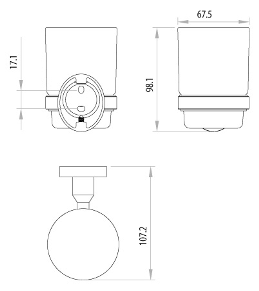 LM3236C Атлантисс Аксессуары для ванной,стакан стекляный с держателем, хром (к/к 10)