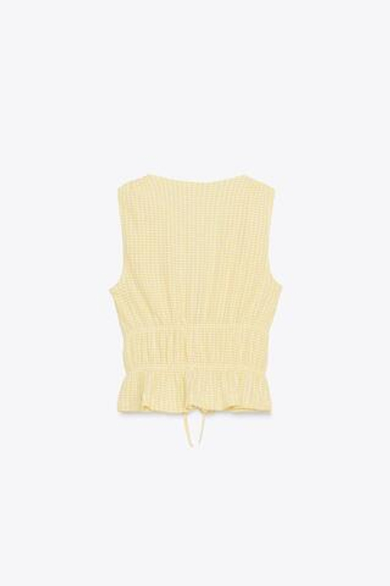 ZARA ТОП В КЛЕТКУ ВИШИ С ЗАВЯЗКАМИ, ЖЕЛТЫЙ