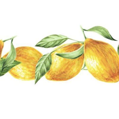 Лимоны на белом (бесшовный бордюр)