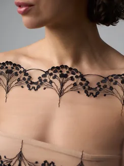 05-177 Вышивка на неэл. сетке 25 см, бежевый 775/черный