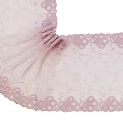 Вышивка на сетке пыльно-розовая 21 см