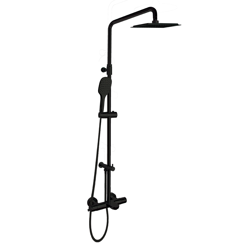 Душевая термостатическая система с изливом и с регулировкой высоты BLAUTHERM 945612RPK300NM черная
