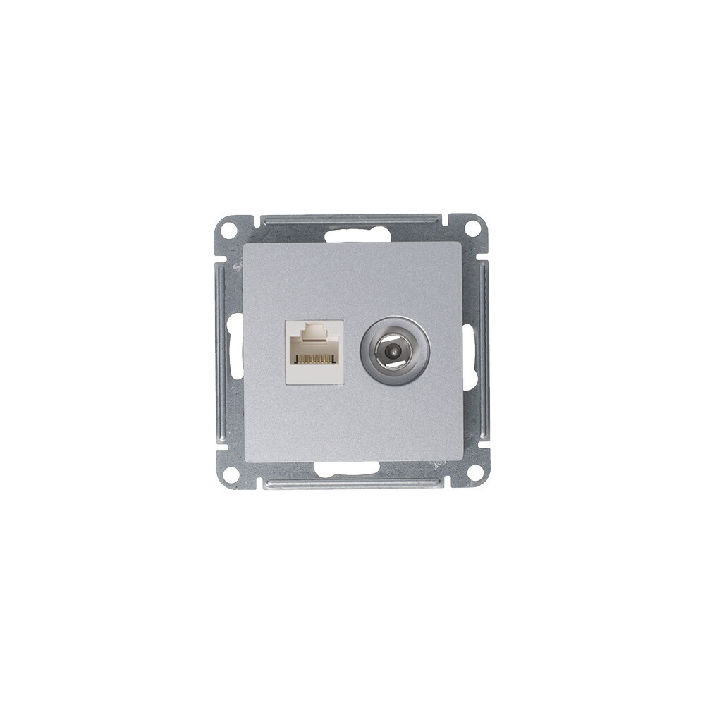 ATLASDESIGN РОЗЕТКА двойная ТВ + компьютерная RJ45, кат. 5Е, АЛЮМИНИЙ