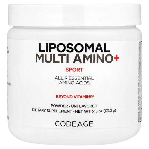 Codeage, Sport, Liposomal Multi Amino+, комплекс липосомальных аминокислот в порошке, без добавок, 174,2 г (6,15 унции)
