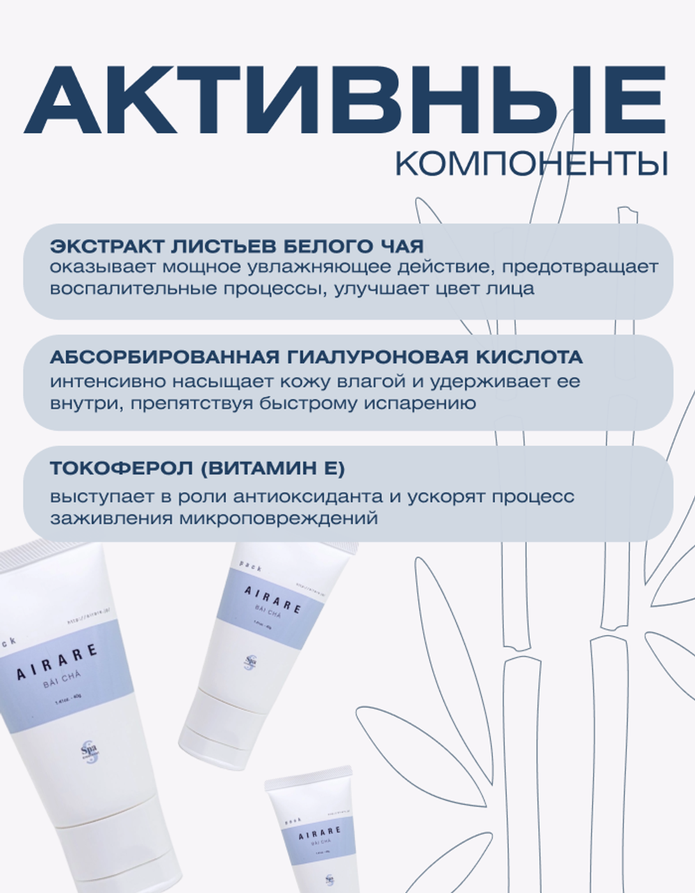 Увлажняющая маска с белым чаем против тусклости кожи Spa Treatment AIRARE BAI CHA Pack, 40 г
