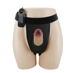 Полый вибрострапон на регулируемых трусиках Draven - 17,5 см. (Цвет: телесный)