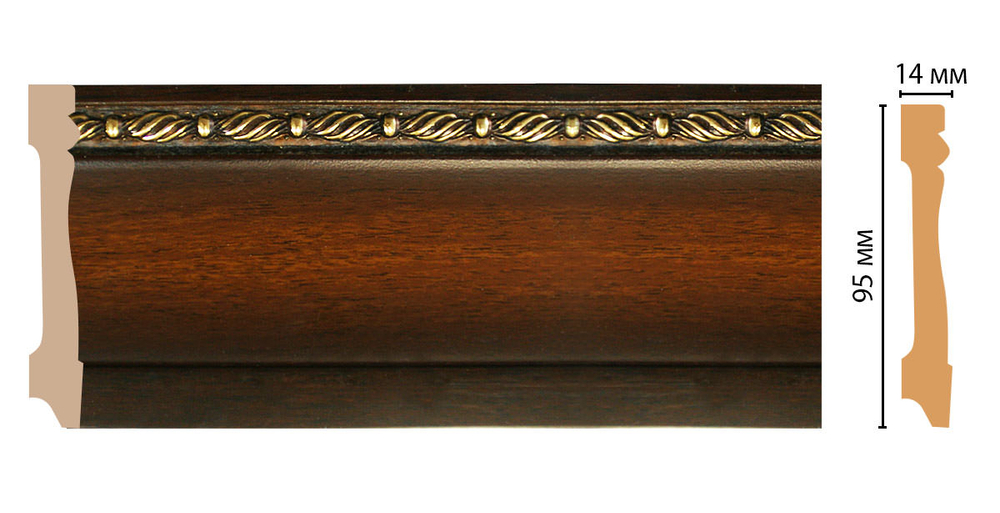 Плинтус напольный дюрополимер под дерево D195-51 95×14×2400 мм DecoMaster