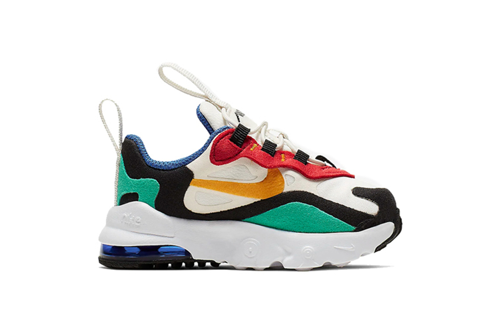 Baby Nike Air Max 270 React "Bauhaus" sports non-slip shock absorption low-top running shoes white yellow blue