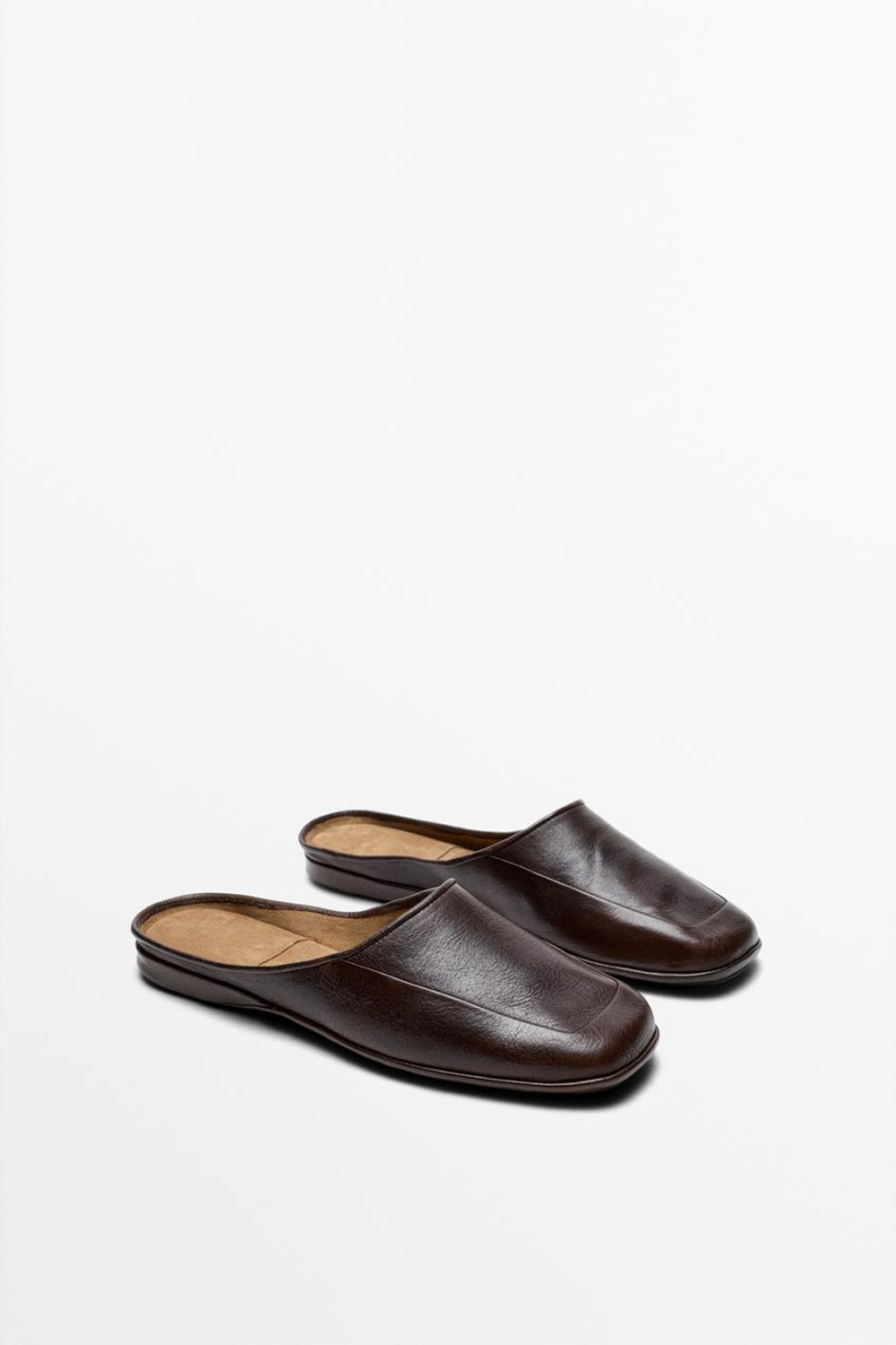 Massimo Dutti Мюли из мягкой кожи - STUDIO, коричневый