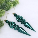 Ёлочные игрушки «Сказочная сосулька» 17,8 см, Изумруд (набор 2 шт)