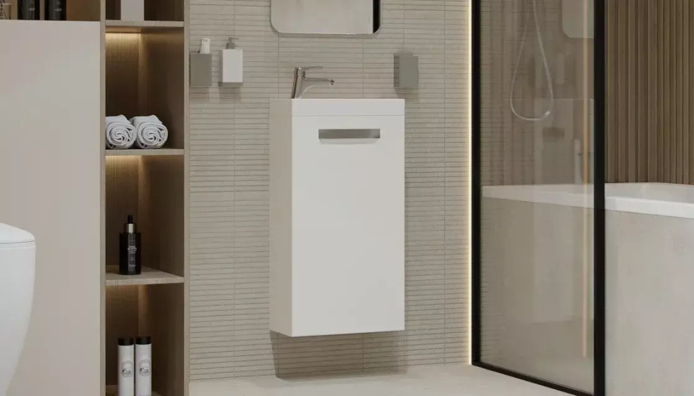 Тумба подвесная VELVEX Estea 40.1D белый матовый с раковиной Cersanit MODUO 40