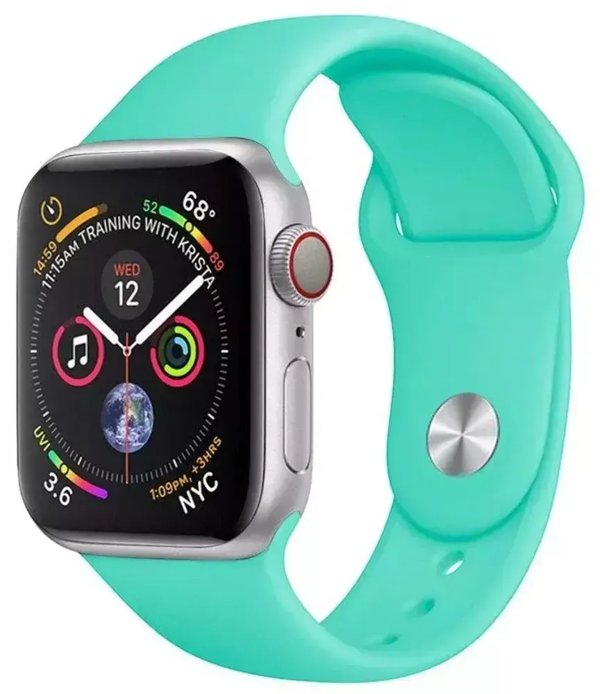 Ремешок Apple Watch, 38мм, питон лакированный, бирюзовый