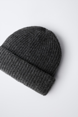 ZARA БАЗОВАЯ ШАПКА БИНИ, СЕРЫЙ МЕЛАНЖ