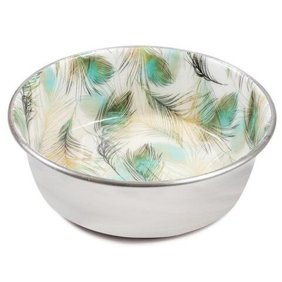 Миска металлическая на резинке "Перышки", 0,32л, Triol