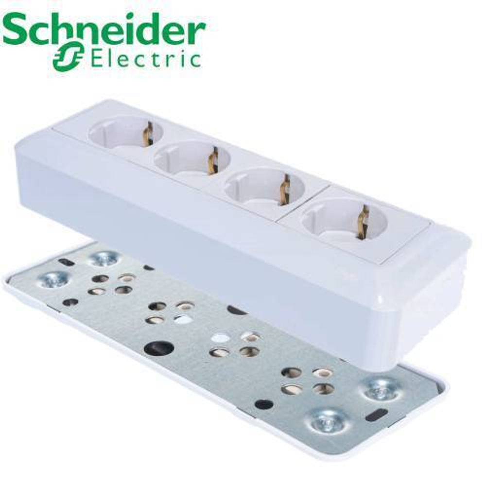 Розетка 4-я с/з (белый) Прима Schneider RA16-411M-B