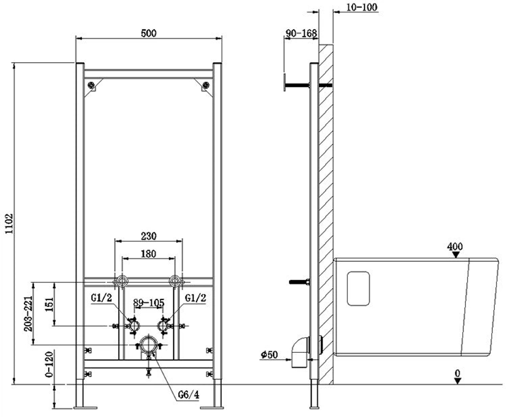 Инсталляция для подвесного биде CHARUS BD.300.01