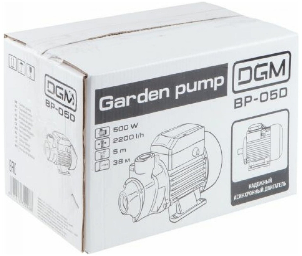 Насос DGM BP-05D, центробежный, поверхностный, 500Вт, 2.2м³/ч, 38м