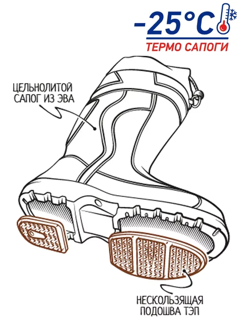 Сапоги TORVI (ЭВА) с подош. ТЭП и вкл. (-25С) р.42-43 олива