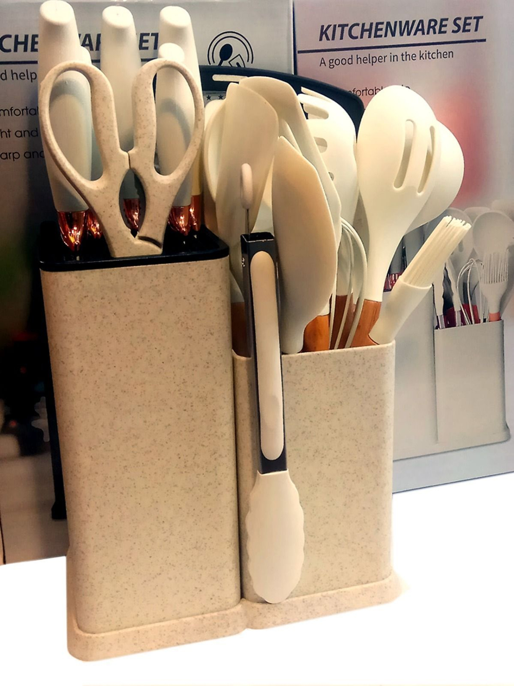 Набор кухонных принадлежностей с ножами премиальный 19 предметов