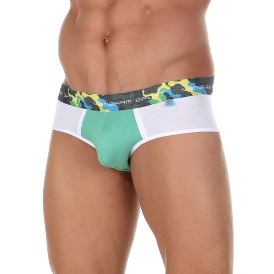 Мужские брифы белые с зеленой вставкой Van Baam VB50754