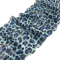 Кружево эластичное леопардово-голубое 16,5 см