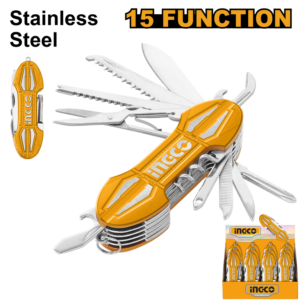 Нож складной многофункциональный(мультитул)  INGCO HMFK8158 15 в 1