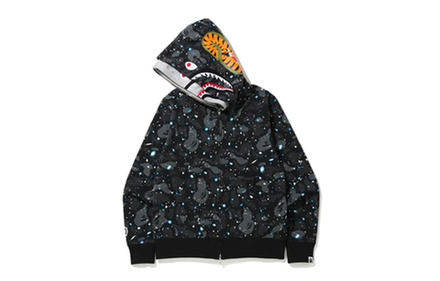 Худи A BATHING APE Space Camo Shark Full Zip Double Hoodie, 1G20-115-004