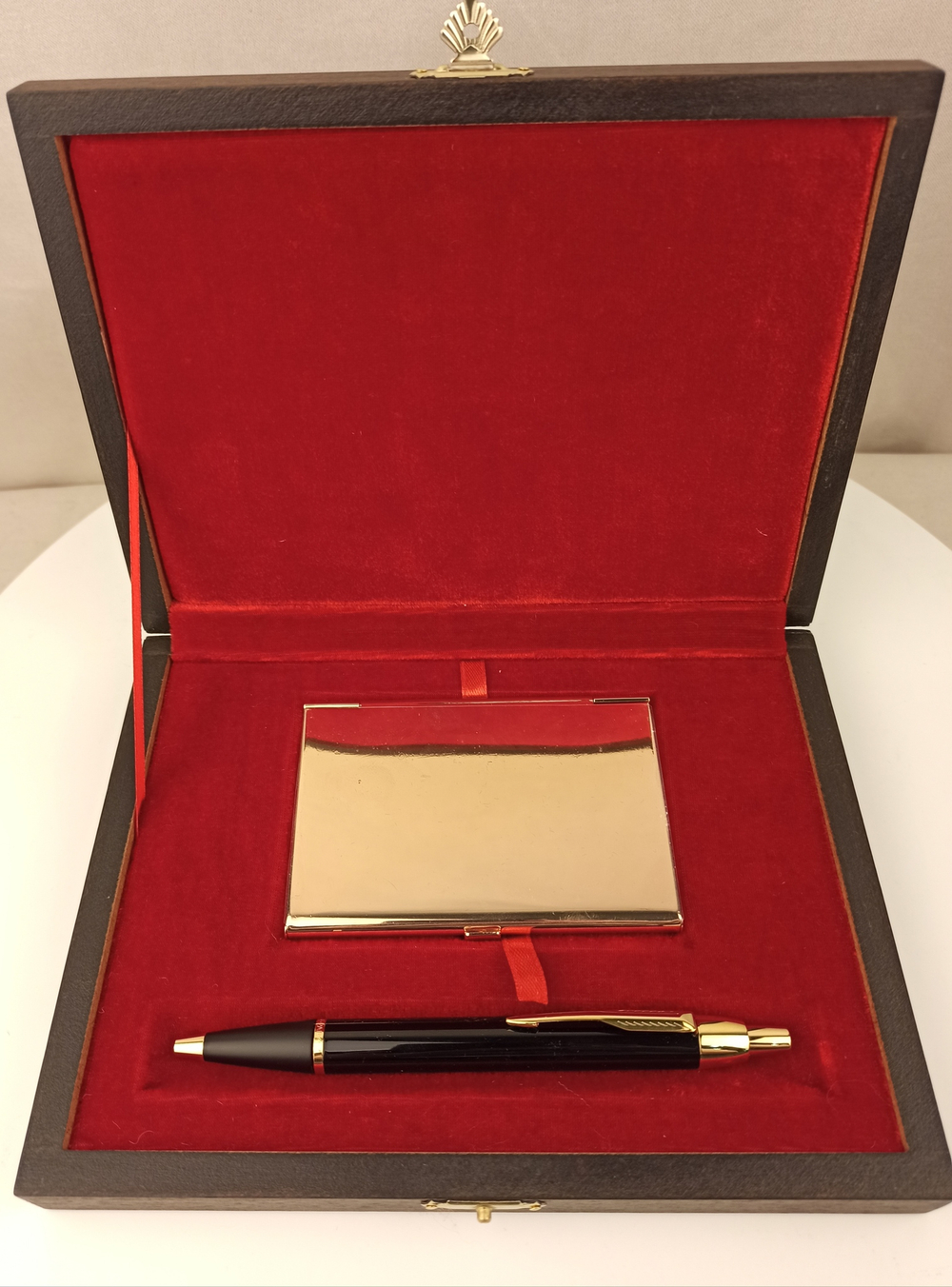 Набор "Гербовый" №16 визитница (Златоуст), ручка Паркер