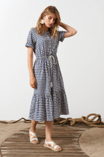 51576 Платье женское (сине-бежевый принт)