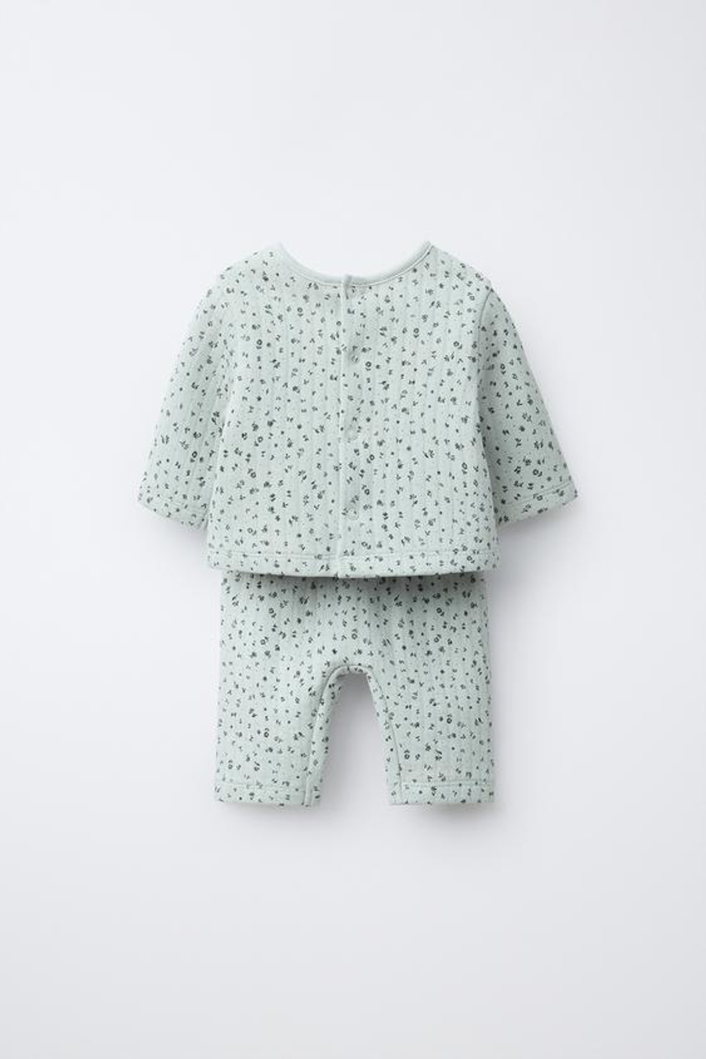 ZARA КОМПЛЕКТ ИЗ ЖАКЕТА, ФУТБОЛКИ 2 В 1 И БРЮК С ЦВЕТОЧНЫМ ПРИНТОМ, ЗЕЛЕНОВАТЫЙ